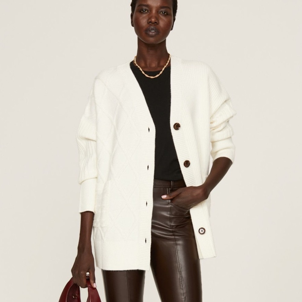 Osman Oversized Asymmetric Patchwork Cable Knit B… - image 2